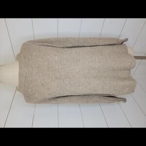 American Eagle Outfitters xs tan oversized waffle knit crew neck sweater